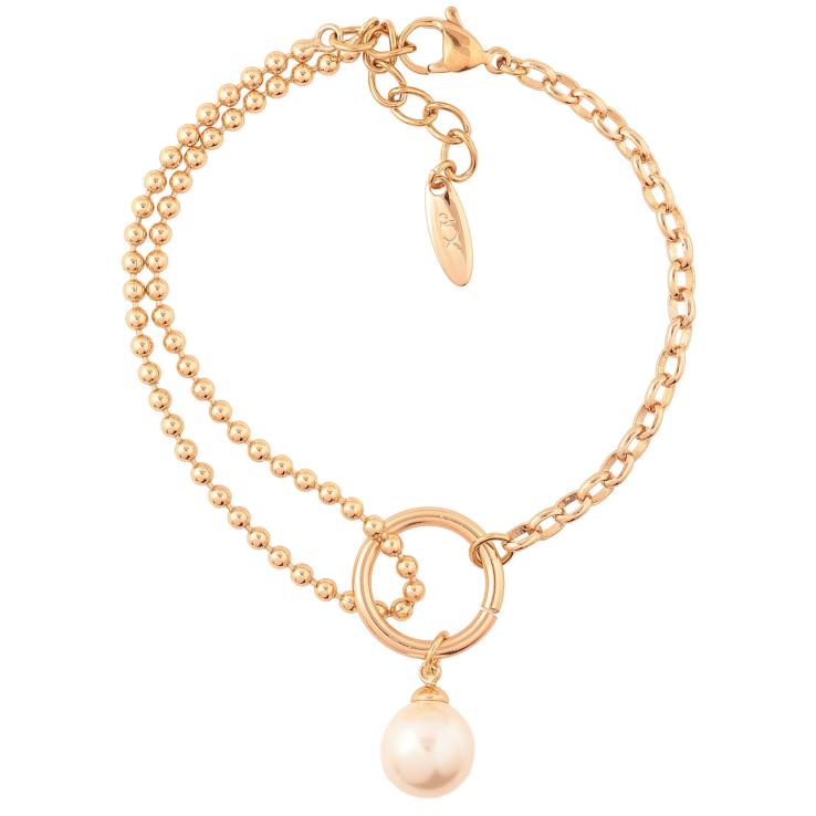 Браслет Xuping Позолота 18K Комбинированная цепочка с жемчужиной длинна с доп. цепочкой 17.5-20см х 3мм фото №22