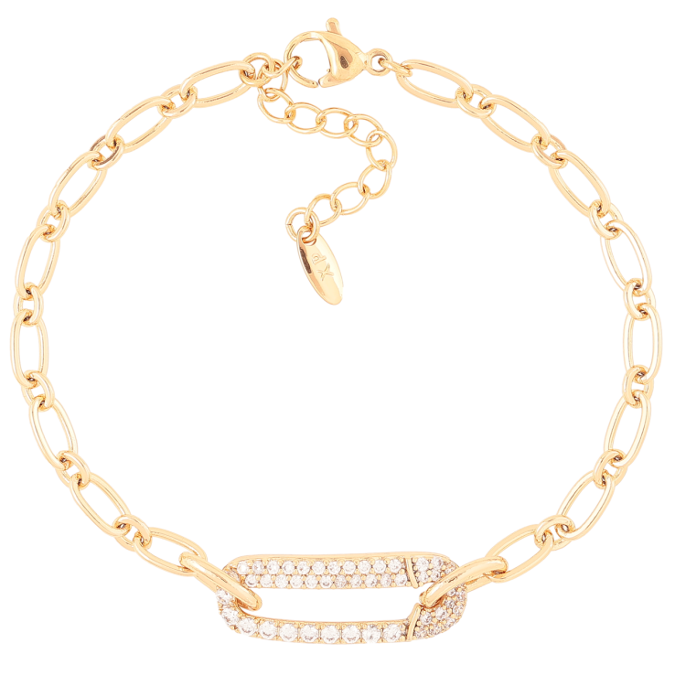 Браслет Xuping Позолота 18K «Шпилька з цирконієм» довжина з доп. ланцюжком 17-20.5см х 4мм фото №6