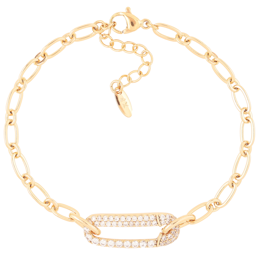 Браслет Xuping Позолота 18K «Шпилька з цирконієм» довжина з доп. ланцюжком 17-20.5см х 4мм фото №1