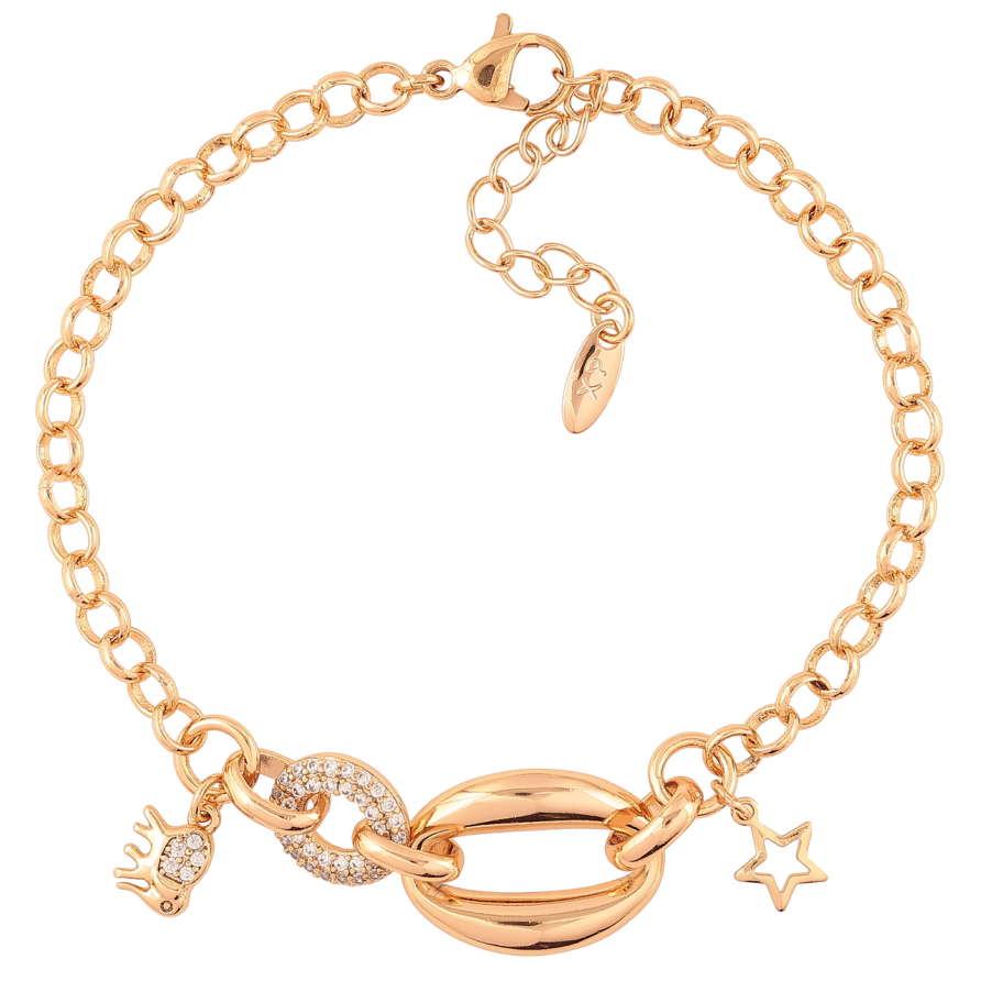 Браслет Xuping Позолота 18K Цепочка с вставкой и подвесками длинна с доп. цепочкой 17-20см х 4мм фото №1