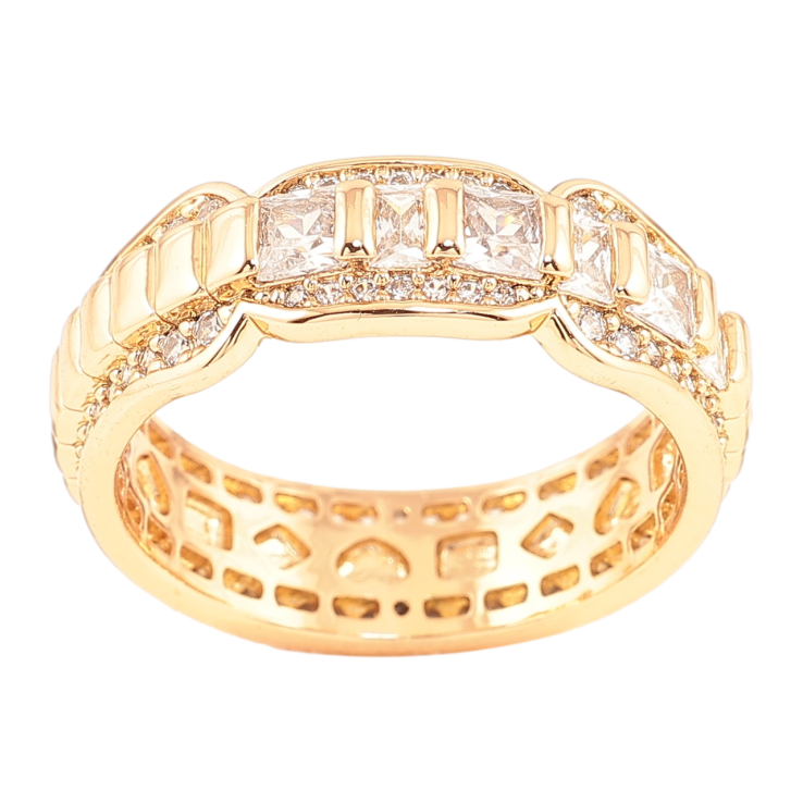 Каблучка Xuping Позолота 18K «Візерунок з цирконієм» фото №4