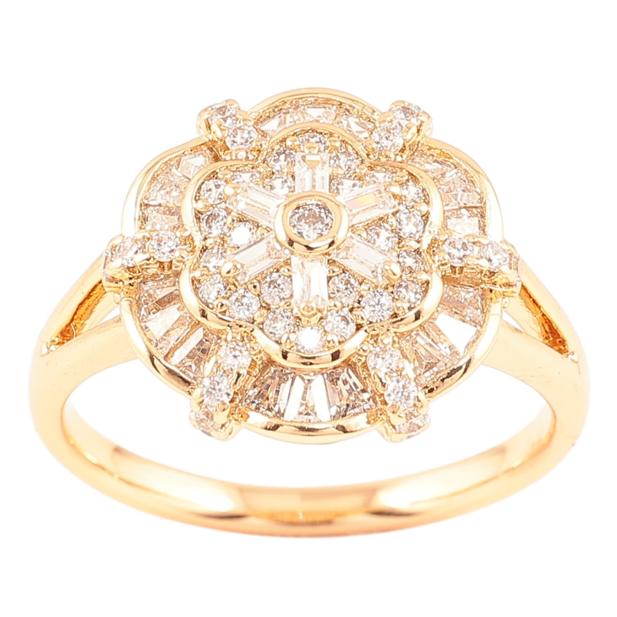 Каблучка Xuping Позолота 18K «Кришталева квітка» фото №1 Каблучка Xuping Позолота 18K «Кришталева квітка» фото №1