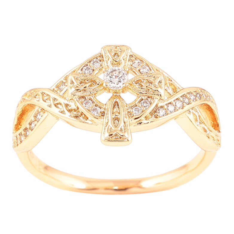 Кольцо Xuping Позолота 18K Крест с цирконием фото №1 Кольцо Xuping Позолота 18K Крест с цирконием фото №1