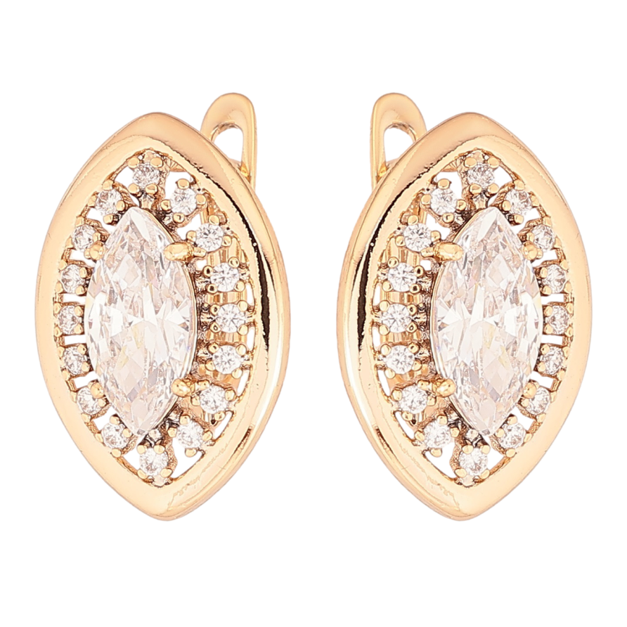 Сережки Xuping Позолота 18K англійський замок «Візерунок з цирконієм» фото №1