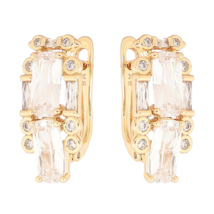 Серьги Xuping Позолота 18K английский замок Узор с фианитами и цирконием фото №6 Серьги Xuping Позолота 18K английский замок Узор с фианитами и цирконием фото №6