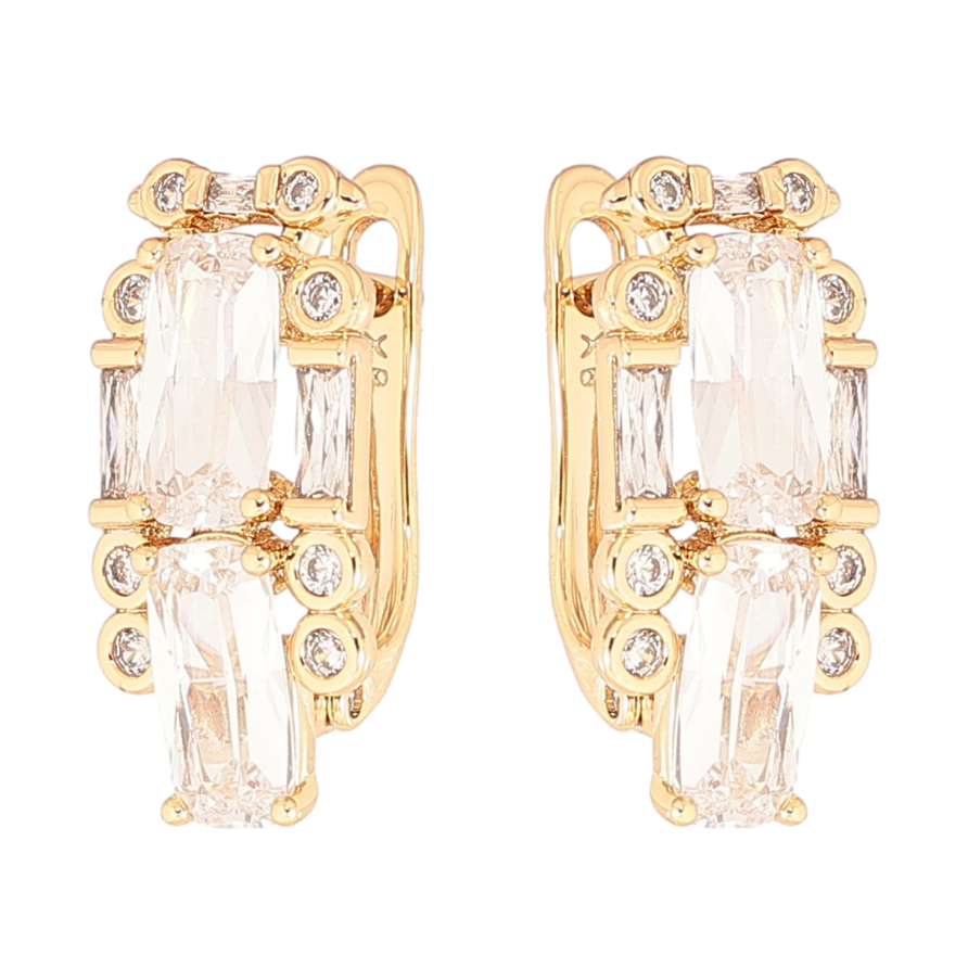 Серьги Xuping Позолота 18K английский замок Узор с фианитами и цирконием фото №1