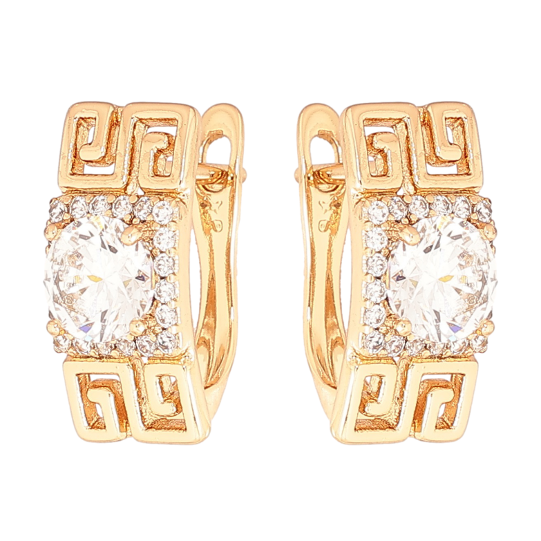 Серьги Xuping Позолота 18K английский замок Резной узор с фианитами фото №1