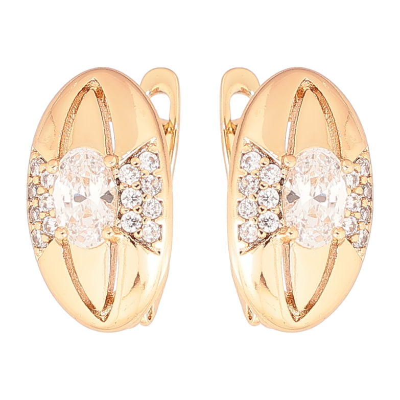 Серьги Xuping Позолота 18K английский замок Овалы с узором цирконием фото №1
