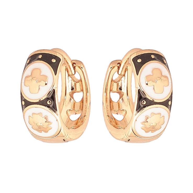 Сережки Xuping Позолота 18K колечка «Візерунок із чорно-білою емаллю» фото №22 Сережки Xuping Позолота 18K колечка «Візерунок із чорно-білою емаллю» фото №22