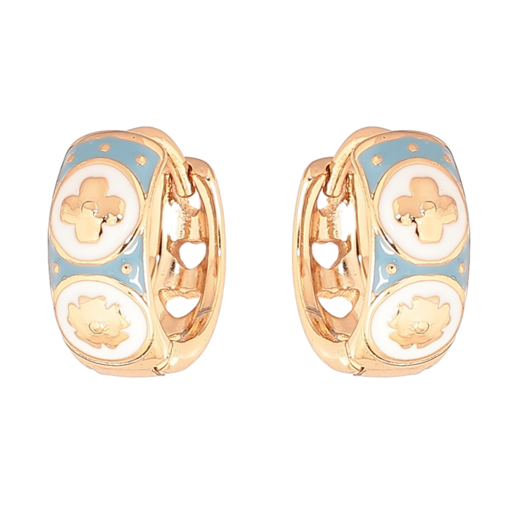 Сережки Xuping Позолота 18K колечка «Візерунок з біло-блакитною емаллю» фото №19 Сережки Xuping Позолота 18K колечка «Візерунок з біло-блакитною емаллю» фото №19