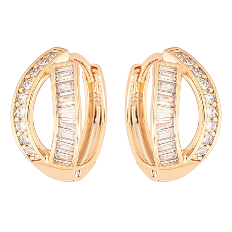 Серьги Xuping Позолота 18K колечки Дорожки циркония фото №12