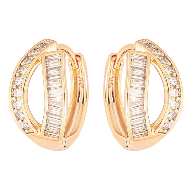 Серьги Xuping Позолота 18K колечки Дорожки циркония фото №1