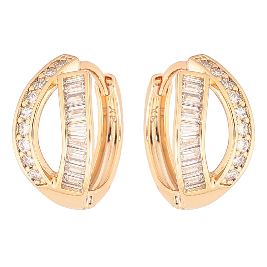 Серьги Xuping Позолота 18K колечки Дорожки циркония фото №1