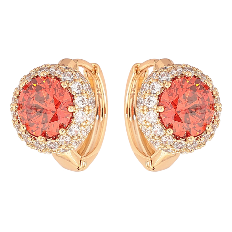 Серьги Xuping Позолота 18K колечки Красные фианиты в обрамлении циркония фото №16 Серьги Xuping Позолота 18K колечки Красные фианиты в обрамлении циркония фото №16