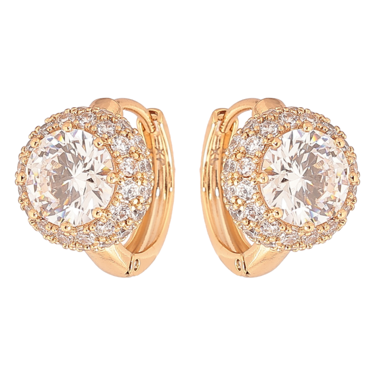 Серьги Xuping Позолота 18K колечки Фианиты в обрамлении циркония фото №15