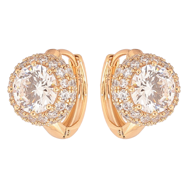 Сережки Xuping Позолота 18K колечка «Фіаніти в обрамленні цирконію» фото №1