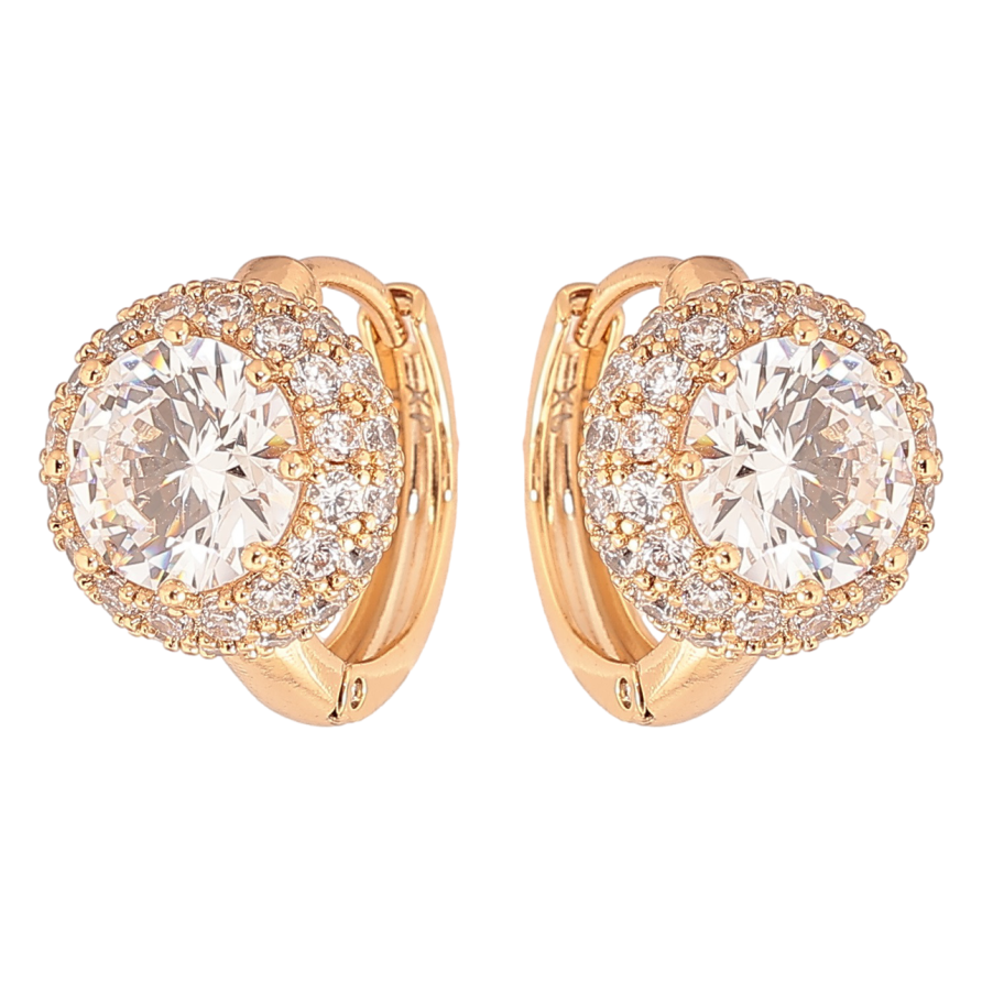 Серьги Xuping Позолота 18K колечки Фианиты в обрамлении циркония фото №1