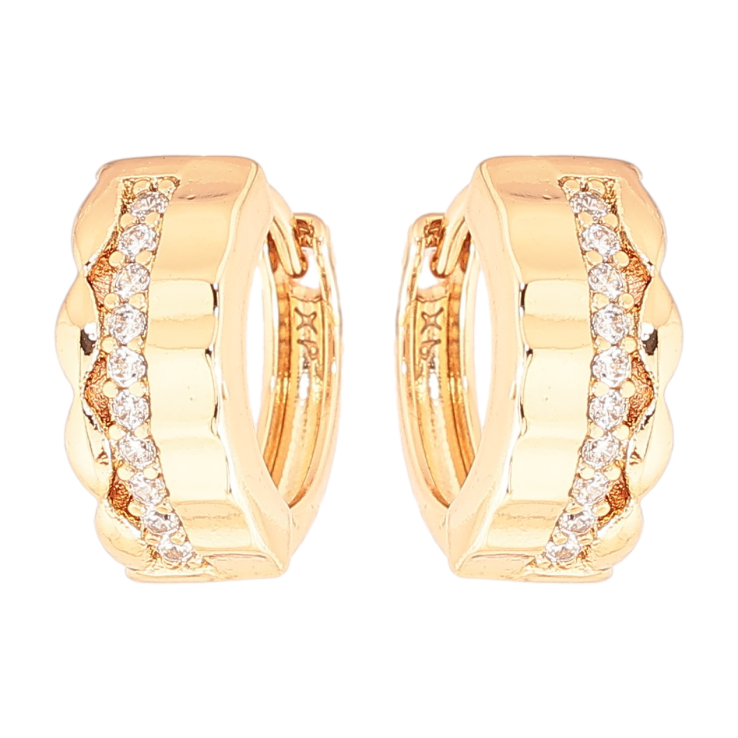 Сережки Xuping Позолота 18K колечка «Візерунок з доріжкою цирконію» фото №16 Сережки Xuping Позолота 18K колечка «Візерунок з доріжкою цирконію» фото №16