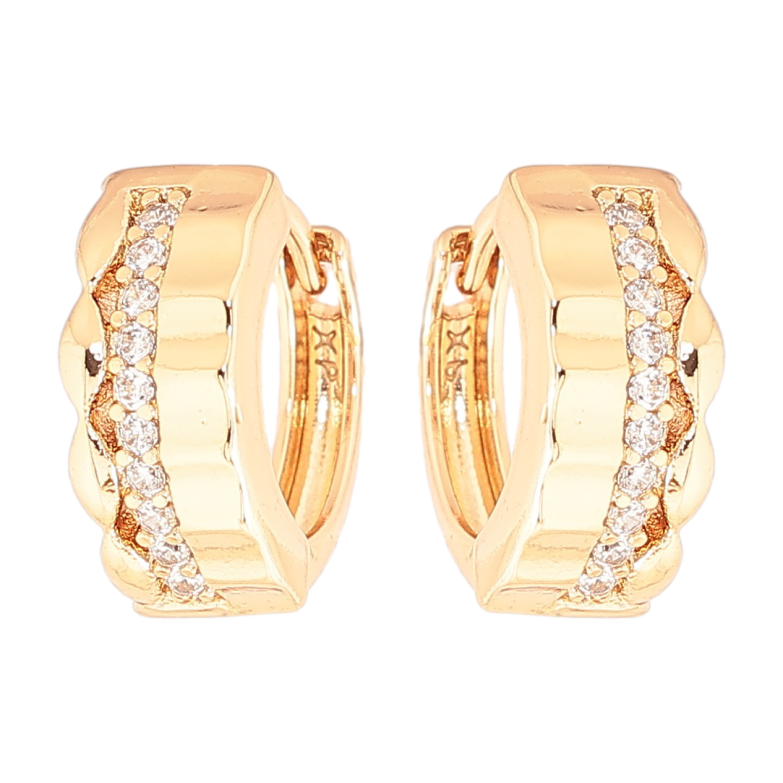 Сережки Xuping Позолота 18K колечка «Візерунок з доріжкою цирконію» фото №1 Сережки Xuping Позолота 18K колечка «Візерунок з доріжкою цирконію» фото №1