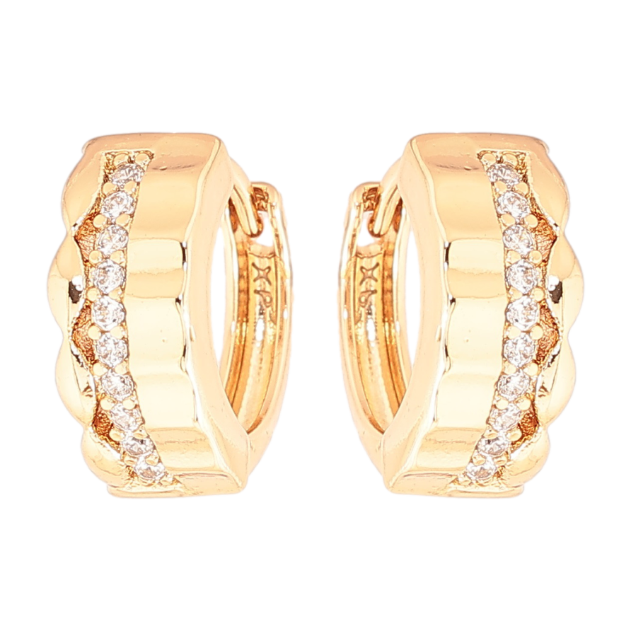 Сережки Xuping Позолота 18K колечка «Візерунок з доріжкою цирконію» фото №1