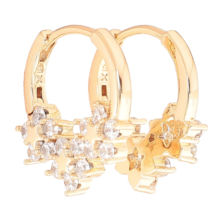 Серьги Xuping Позолота 18K колечки Боковой узор с кристальными цветочками фото №11 Серьги Xuping Позолота 18K колечки Боковой узор с кристальными цветочками фото №11