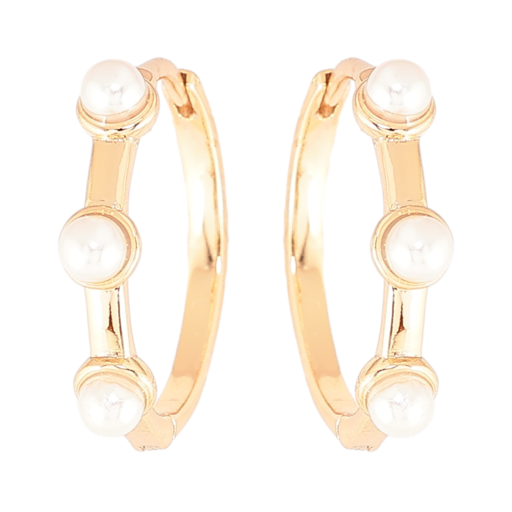 Серьги Xuping Позолота 18K колечки Три жемчужины фото №11