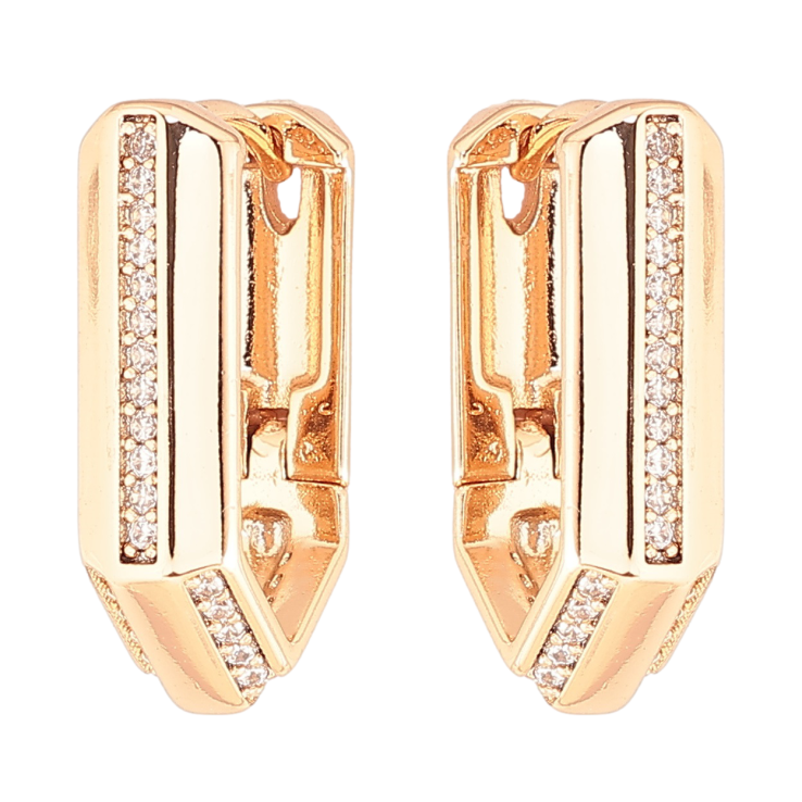 Серьги Xuping Позолота 18K колечки Узор с дорожками циркония фото №18