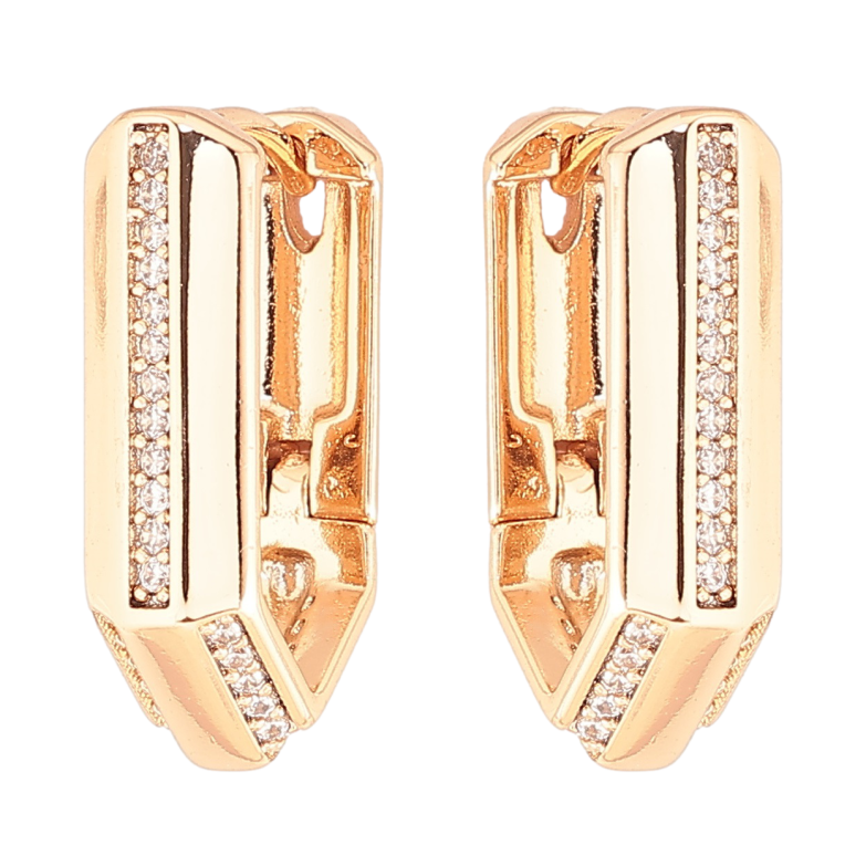 Сережки Xuping Позолота 18K колечка «Візерунок з доріжками цирконію» фото №1