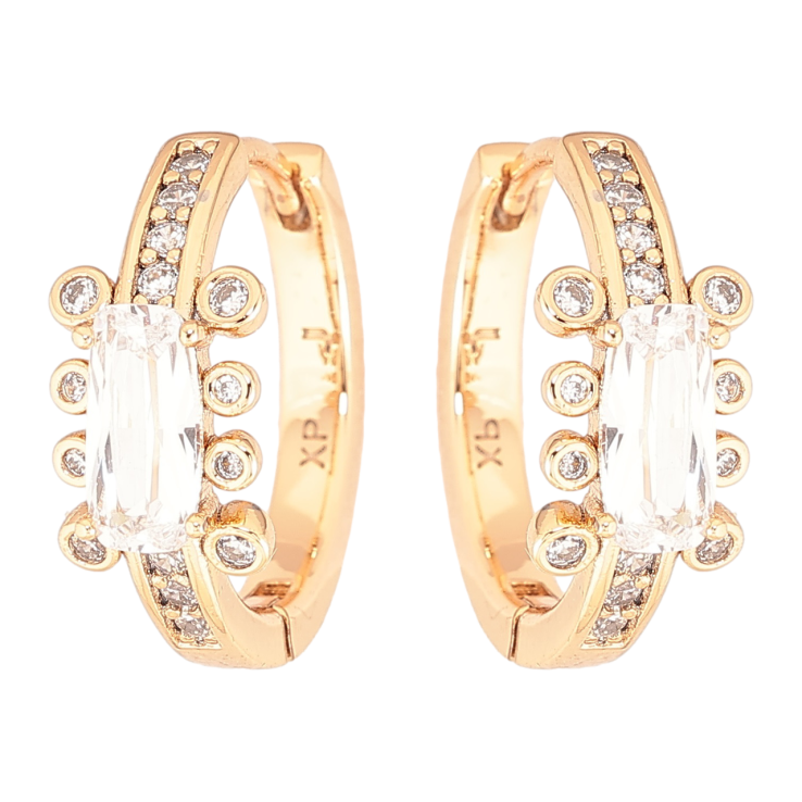 Сережки Xuping Позолота 18K колечка «Візерунок з цирконієм і фіанітами» фото №12 Сережки Xuping Позолота 18K колечка «Візерунок з цирконієм і фіанітами» фото №12