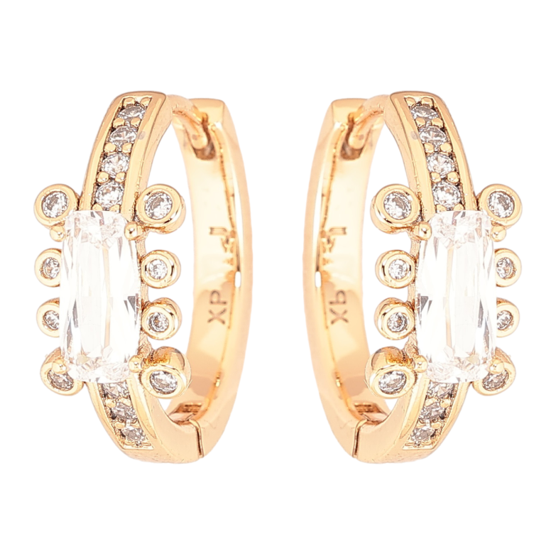 Серьги Xuping Позолота 18K колечки Узор с цирконием и фианитами фото №1