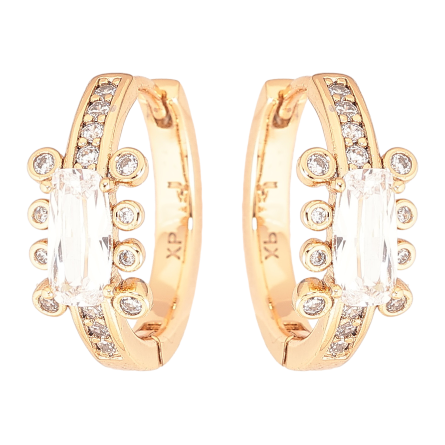 Сережки Xuping Позолота 18K колечка «Візерунок з цирконієм і фіанітами» фото №1