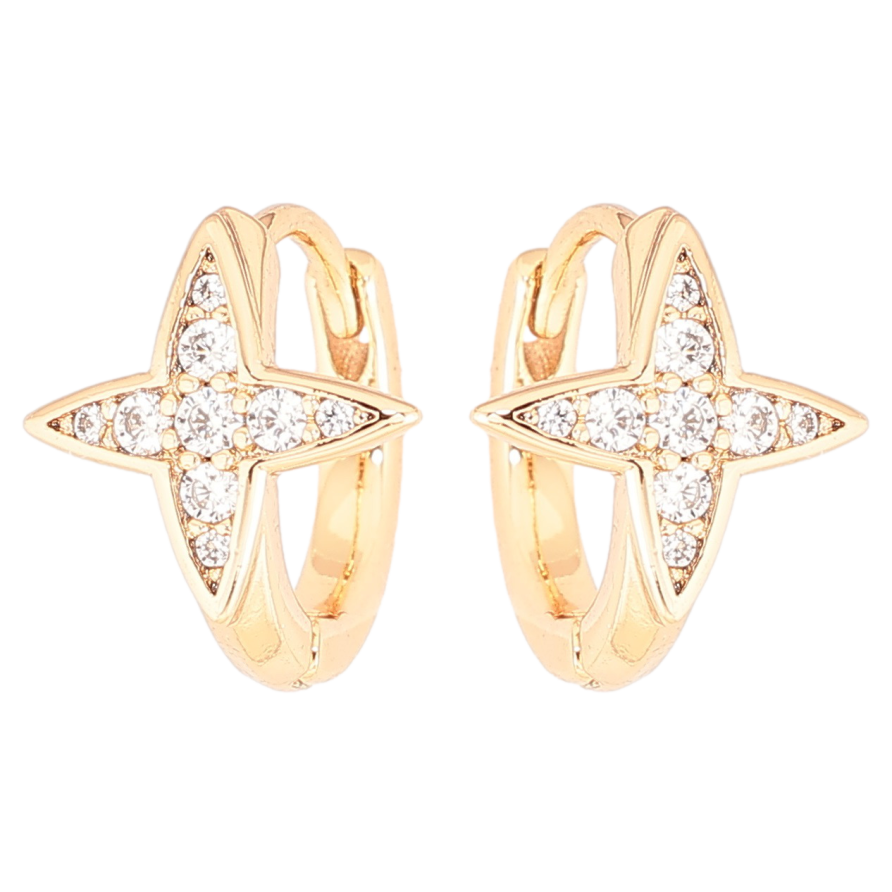 Серьги Xuping Позолота 18K колечки Звезды с цирконием фото №1