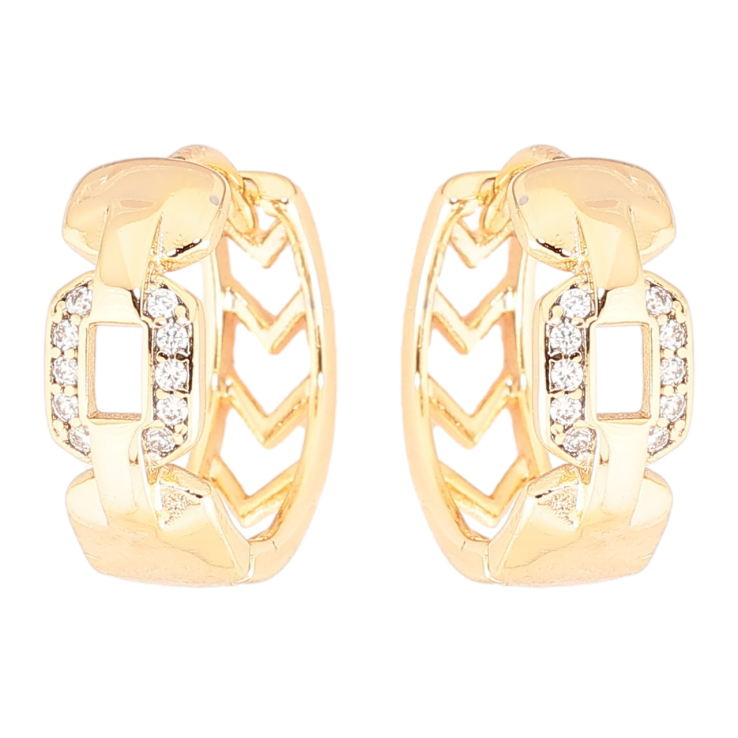 Сережки Xuping Позолота 18K колечка «Візерунок з цирконієм» фото №7 Сережки Xuping Позолота 18K колечка «Візерунок з цирконієм» фото №7