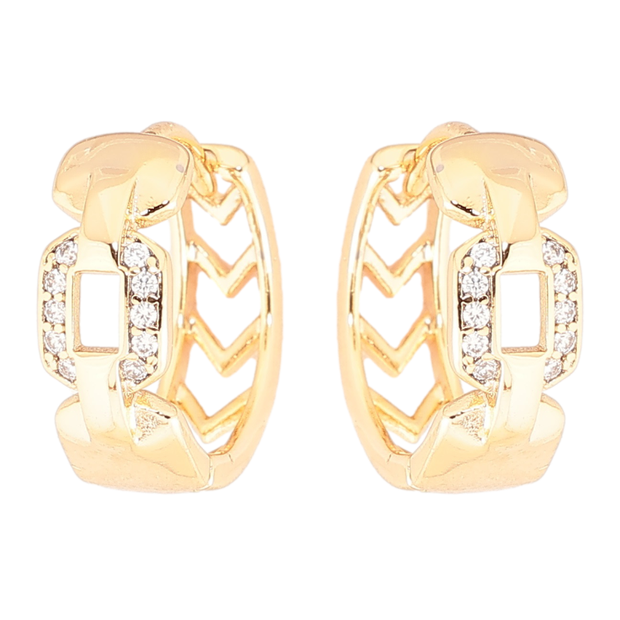 Сережки Xuping Позолота 18K колечка «Візерунок з цирконієм» фото №1