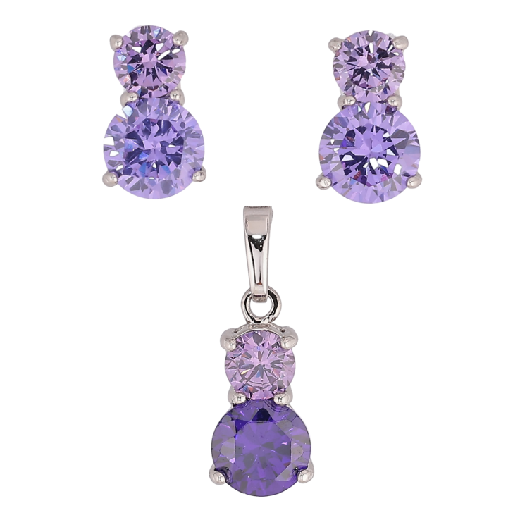 Набір Xuping Родій Сережки Кулон «Бузкові фіаніти» фото №22