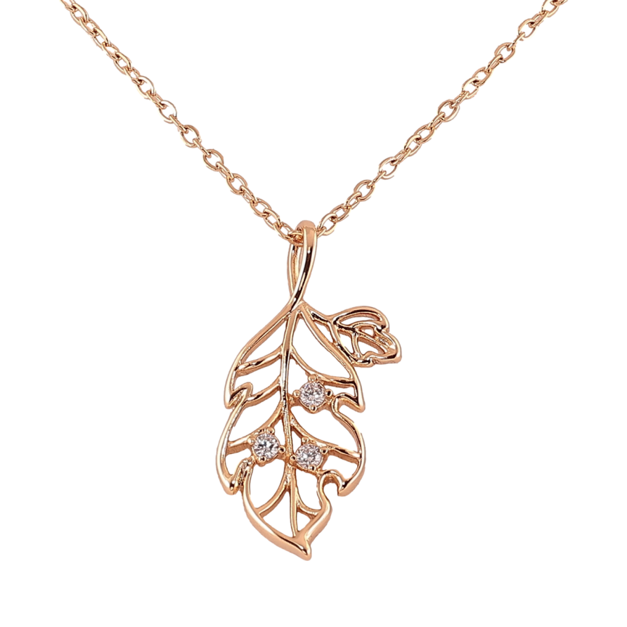 Кулон на цепочке Xuping Позолота 18K Листик с цирконием длина 42-45см х 1.5мм фото №1 Кулон на цепочке Xuping Позолота 18K Листик с цирконием длина 42-45см х 1.5мм фото №1