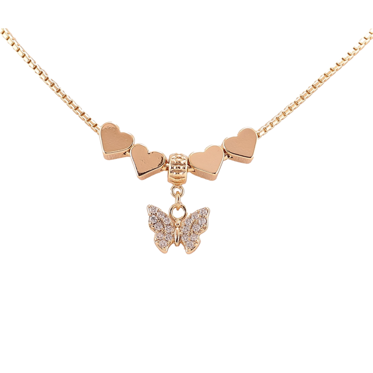 Подвеска на цепочке Xuping Позолота 18K Сердечки с бабочкой длина 42-48см х 1.5мм фото №11 Подвеска на цепочке Xuping Позолота 18K Сердечки с бабочкой длина 42-48см х 1.5мм фото №11