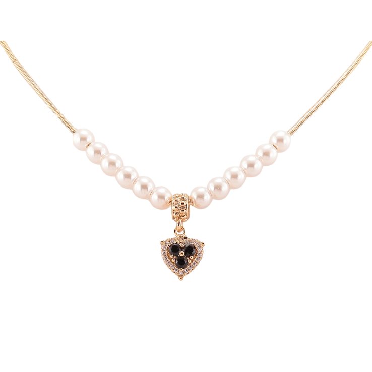 Подвеска на цепочке Xuping Позолота 18K Черные фианиты с цирконием с жемчужными бусинами длина 42-47см х 1мм фото №7 Подвеска на цепочке Xuping Позолота 18K Черные фианиты с цирконием с жемчужными бусинами длина 42-47см х 1мм фото №7