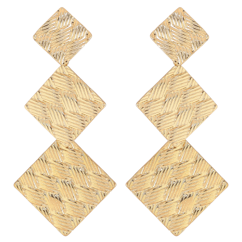 Серьги Xuping TTM Stainless Steel цвет 14К пусеты Ромбовые подвески с узором фото №7 Серьги Xuping TTM Stainless Steel цвет 14К пусеты Ромбовые подвески с узором фото №7