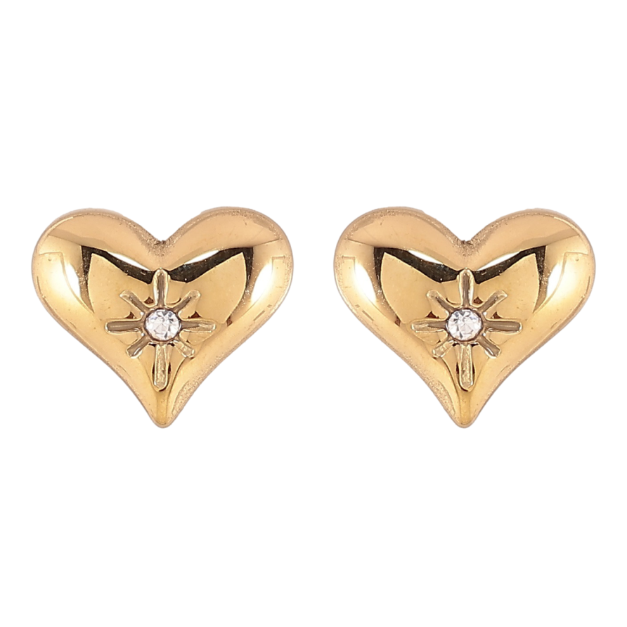 Серьги Xuping TTM Stainless Steel цвет 14К пусеты Сердечки фото №1 Серьги Xuping TTM Stainless Steel цвет 14К пусеты Сердечки фото №1