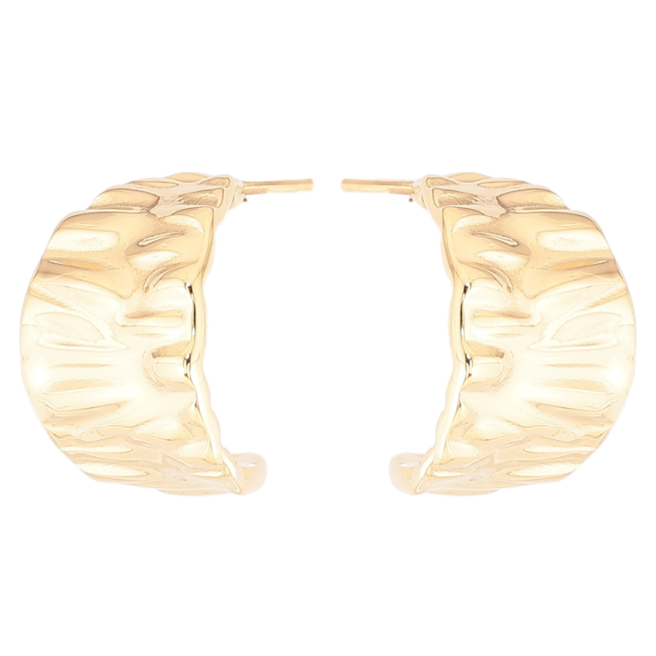 Серьги Xuping TTM Stainless Steel цвет 14К пусеты Широкие дуги с узором фото №5