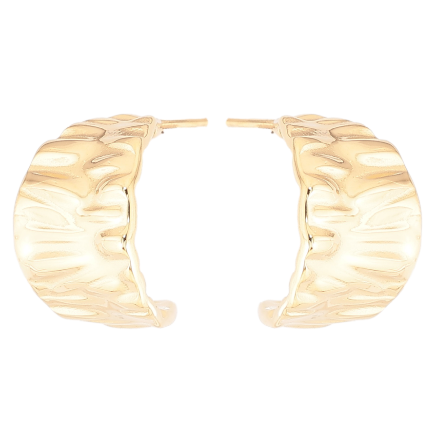 Сережки Xuping TTM Stainless Steel колір 14К пусети «Широкі дуги з візерунком» фото №1