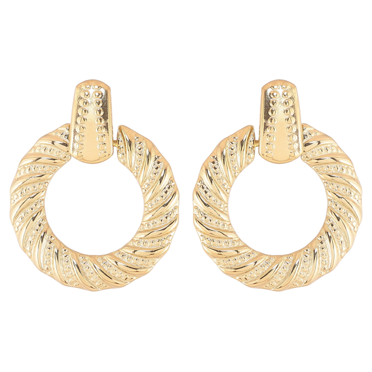 Серьги Xuping TTM Stainless Steel цвет 14К пусеты Подвески круги с узором фото №13