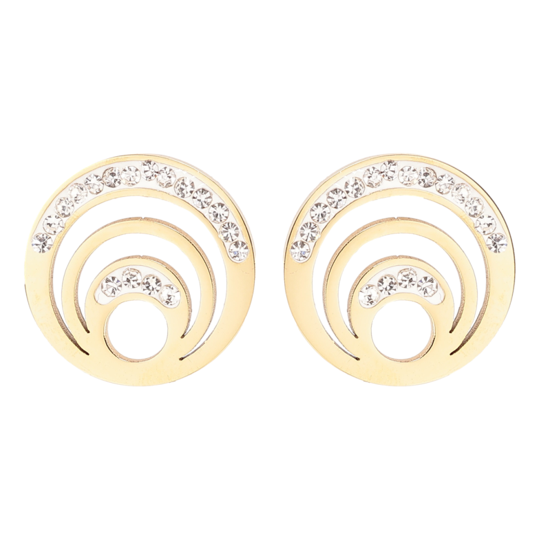 Серьги Xuping TTM Stainless Steel цвет 14К пусеты Круги с цирконием фото №2 Серьги Xuping TTM Stainless Steel цвет 14К пусеты Круги с цирконием фото №2