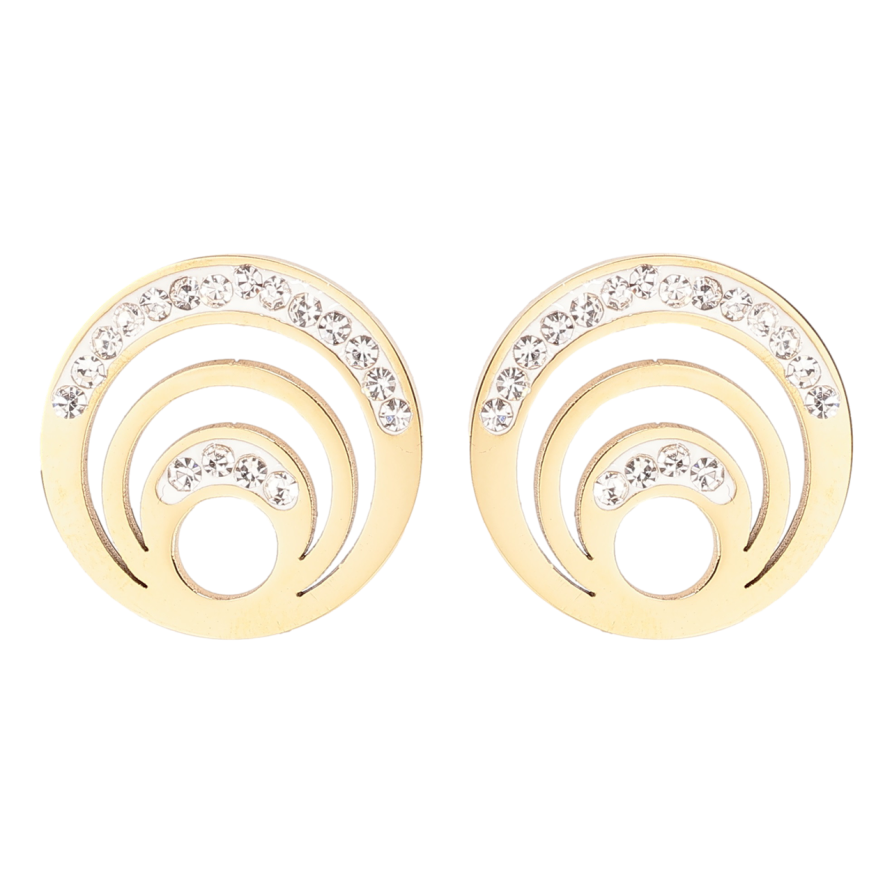 Серьги Xuping TTM Stainless Steel цвет 14К пусеты Круги с цирконием фото №1