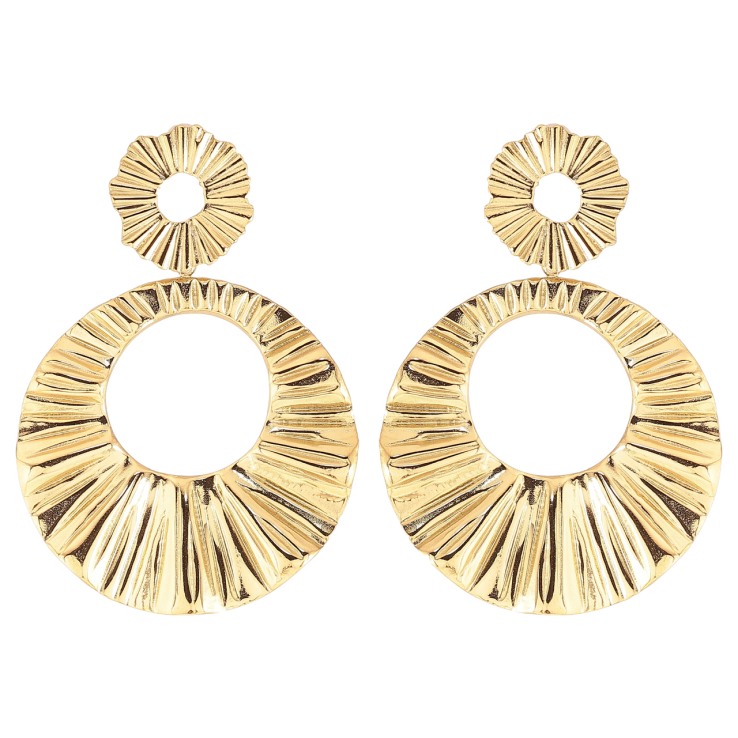 Серьги Xuping TTM Stainless Steel цвет 14К пусеты Круглые подвески с узором фото №16