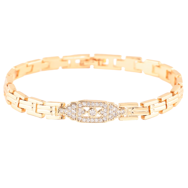 Браслет Xuping Позолота 18K Узор с инкрустацией цирконием длинна 18см х 5.5мм фото №3