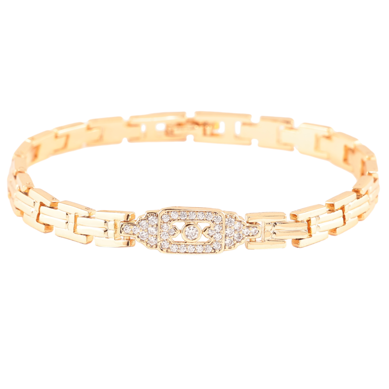 Браслет Xuping Позолота 18K Узор с инкрустацией цирконием длинна 18см х 5.5мм фото №6