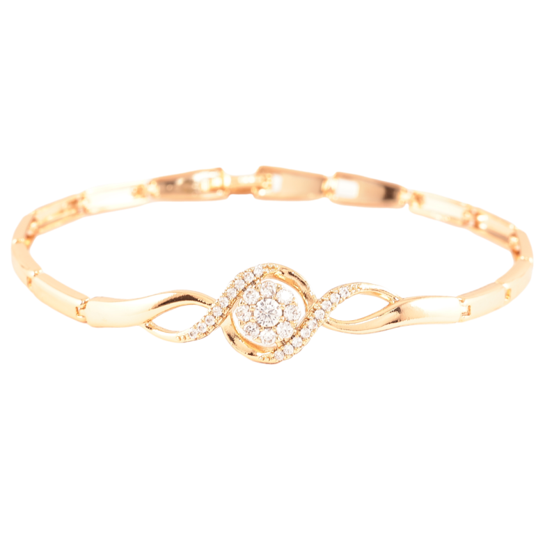 Браслет Xuping Позолота 18K Нежный узор с цирконием длинна 19.5см х 3мм фото №1