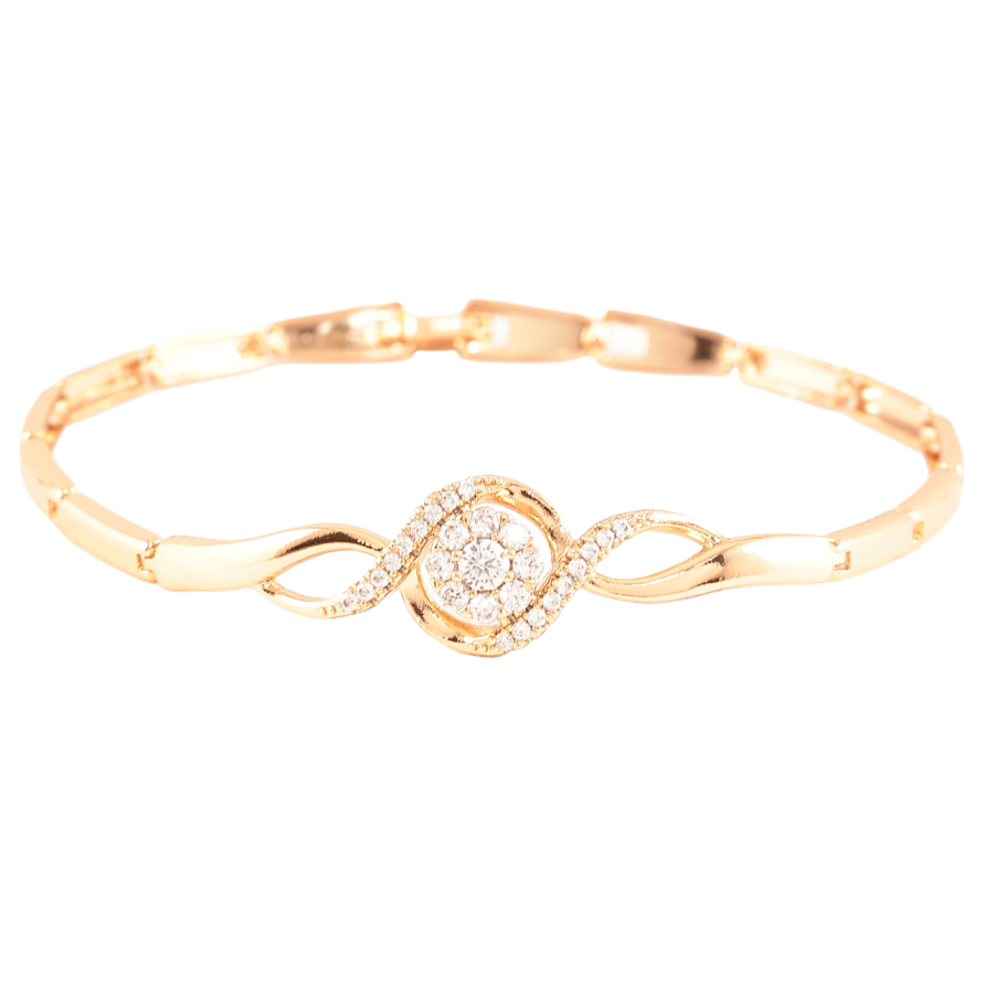 Браслет Xuping Позолота 18K Нежный узор с цирконием длинна 19.5см х 3мм фото №1